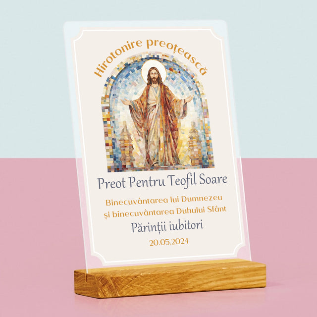 Numele Și Semnătura: Hirotonire Preoțească - Imprimare Pe Sticlă Acrilică (Verticală)