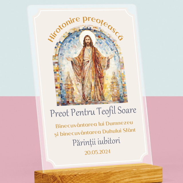 Numele Și Semnătura: Hirotonire Preoțească - Imprimare Pe Sticlă Acrilică (Verticală)
