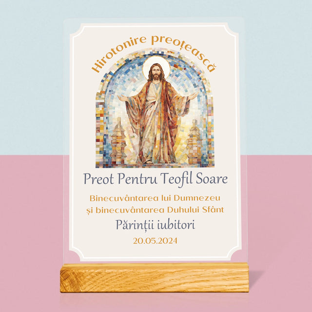 Numele Și Semnătura: Hirotonire Preoțească - Imprimare Pe Sticlă Acrilică (Verticală)