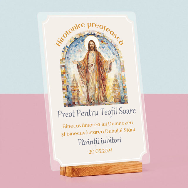 Numele Și Semnătura: Hirotonire Preoțească - Imprimare Pe Sticlă Acrilică (Verticală)