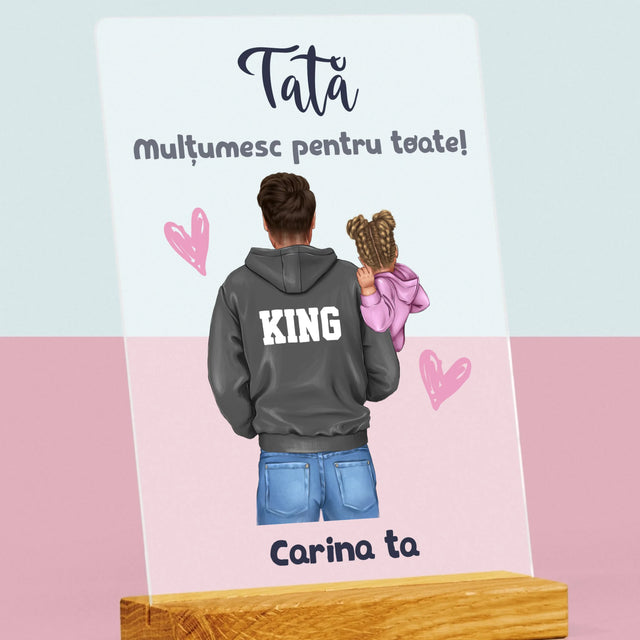 Creator De Personaj: Tată Cu Copil - Imprimare Pe Sticlă Acrilică (Verticală)