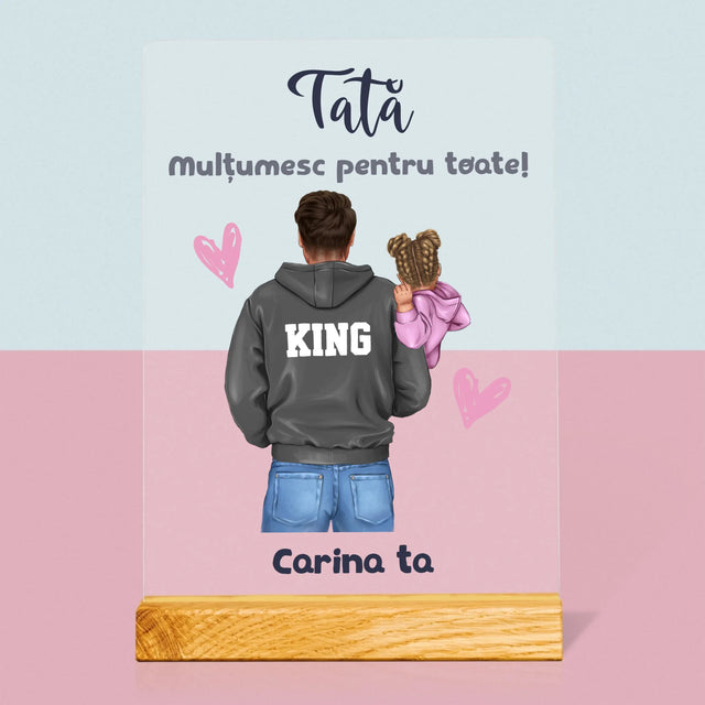 Creator De Personaj: Tată Cu Copil - Imprimare Pe Sticlă Acrilică (Verticală)
