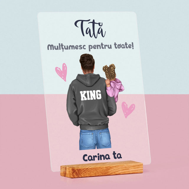 Creator De Personaj: Tată Cu Copil - Imprimare Pe Sticlă Acrilică (Verticală)