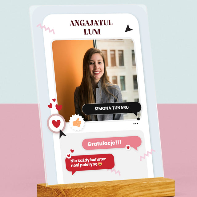 Fotografie Si Semnătură: Angajatul Lunii - Imprimare Pe Sticlă Acrilică (Verticală)