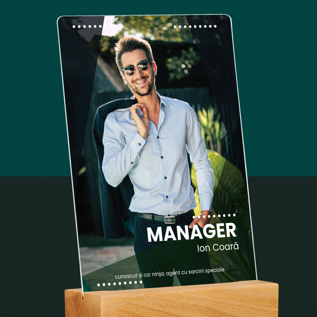 Fotografie Si Semnătură: Manager - Imprimare Pe Sticlă Acrilică (Verticală)