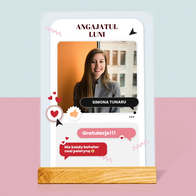 Fotografie Si Semnătură: Angajatul Lunii - Imprimare Pe Sticlă Acrilică (Verticală)