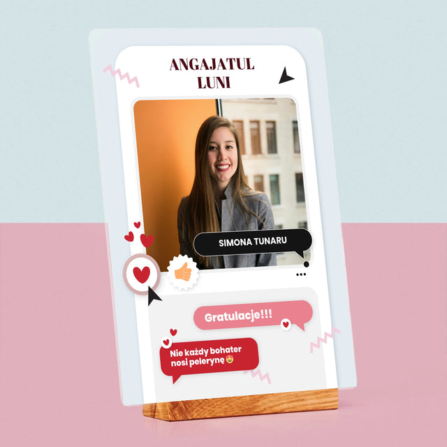 Fotografie Si Semnătură: Angajatul Lunii - Imprimare Pe Sticlă Acrilică (Verticală)