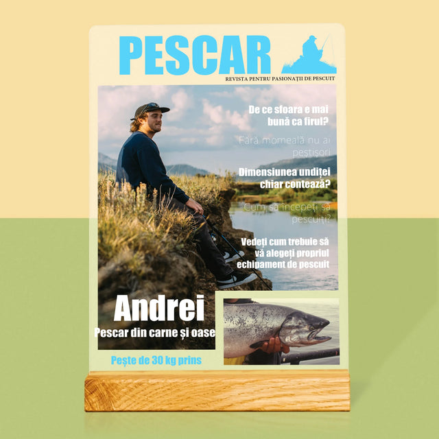 Copertă Derevistă: Pescar - Imprimare Pe Sticlă Acrilică (Verticală)