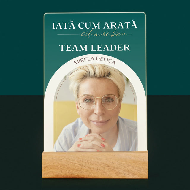 Fotografie Si Semnătură: Cel Mai Bun Lider De Echipă - Imprimare Pe Sticlă Acrilică (Verticală)