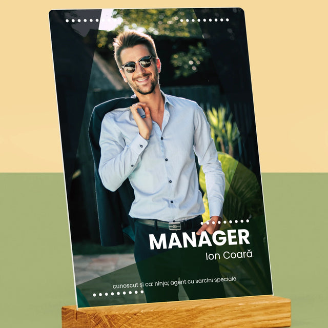 Fotografie Si Semnătură: Manager - Imprimare Pe Sticlă Acrilică (Verticală)