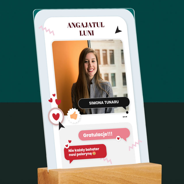 Fotografie Si Semnătură: Angajatul Lunii - Imprimare Pe Sticlă Acrilică (Verticală)