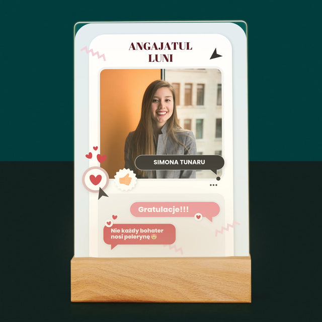 Fotografie Si Semnătură: Angajatul Lunii - Imprimare Pe Sticlă Acrilică (Verticală)