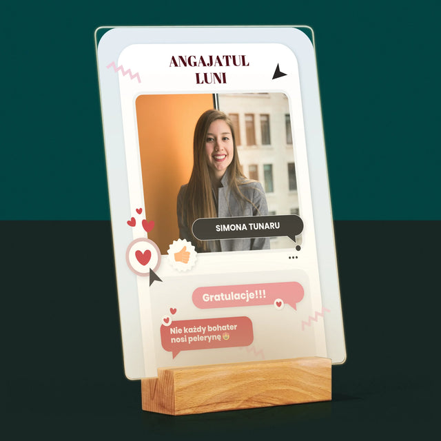 Fotografie Si Semnătură: Angajatul Lunii - Imprimare Pe Sticlă Acrilică (Verticală)