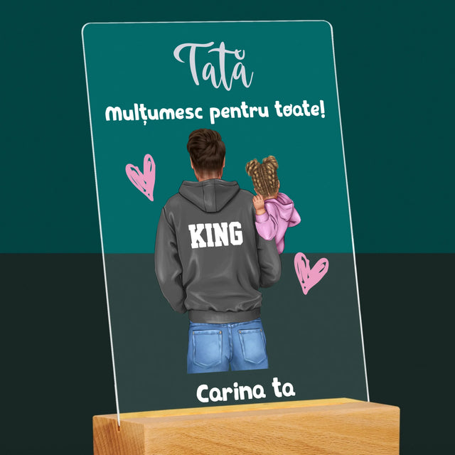 Creator De Personaj: Tată Cu Copil - Imprimare Pe Sticlă Acrilică (Verticală)