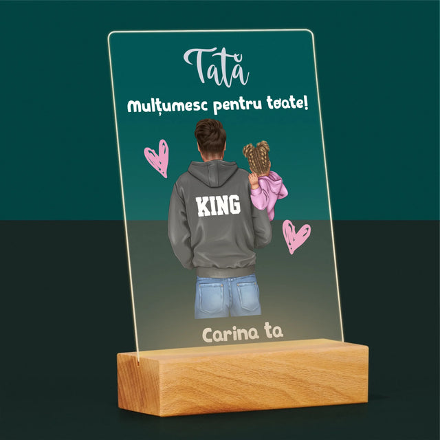 Creator De Personaj: Tată Cu Copil - Imprimare Pe Sticlă Acrilică (Verticală)