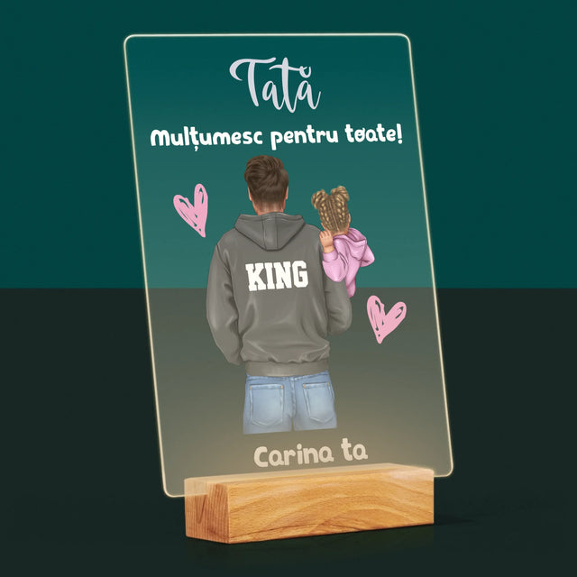 Creator De Personaj: Tată Cu Copil - Imprimare Pe Sticlă Acrilică (Verticală)