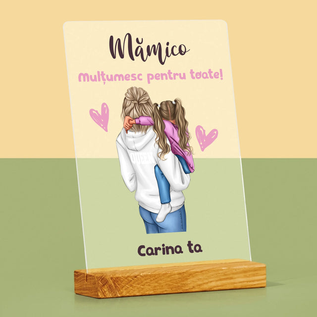 Creator De Personaj: Mama Cu Copilul - Imprimare Pe Sticlă Acrilică (Verticală)