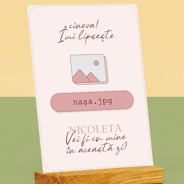 Numele Și Semnătura: Îmi Lipsește Cineva Nașa - Imprimare Pe Sticlă Acrilică (Verticală)