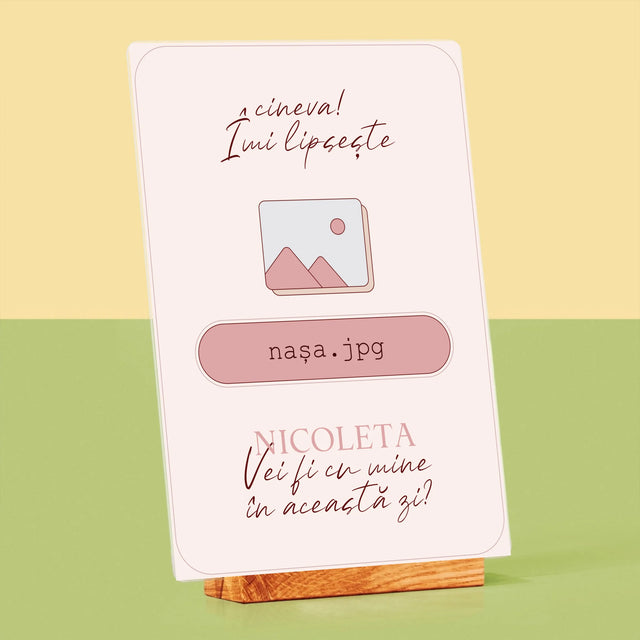 Numele Și Semnătura: Îmi Lipsește Cineva Nașa - Imprimare Pe Sticlă Acrilică (Verticală)