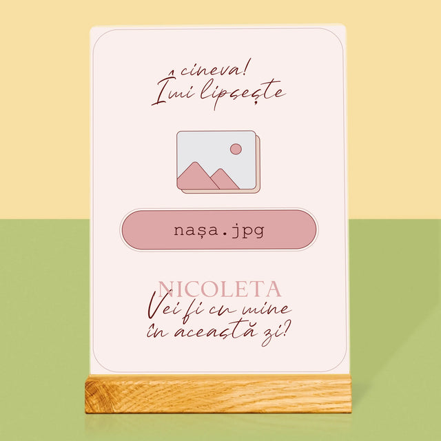 Numele Și Semnătura: Îmi Lipsește Cineva Nașa - Imprimare Pe Sticlă Acrilică (Verticală)