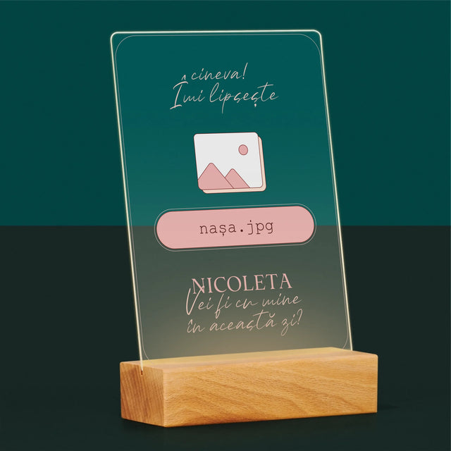 Numele Și Semnătura: Îmi Lipsește Cineva Nașa - Imprimare Pe Sticlă Acrilică (Verticală)