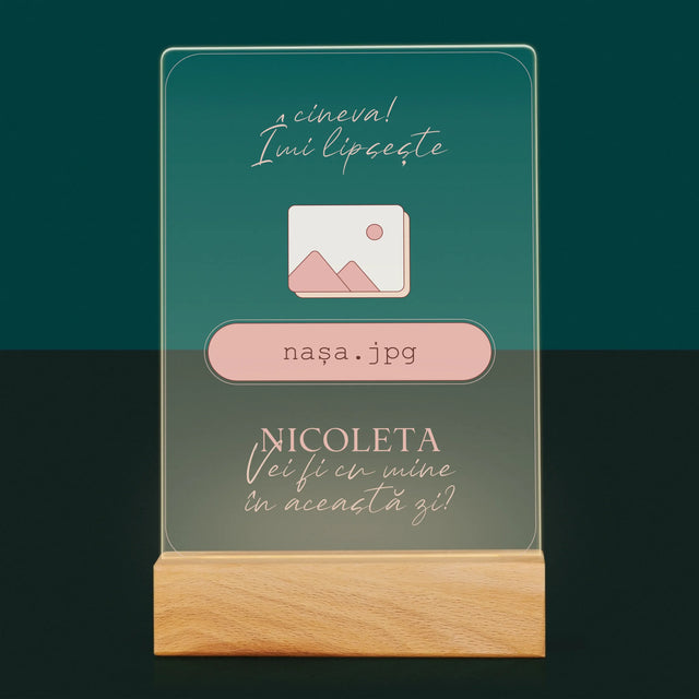 Numele Și Semnătura: Îmi Lipsește Cineva Nașa - Imprimare Pe Sticlă Acrilică (Verticală)