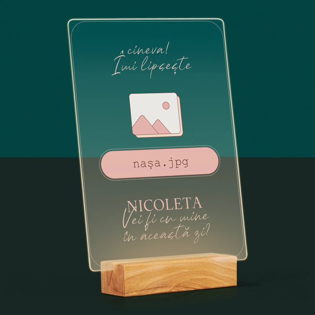 Numele Și Semnătura: Îmi Lipsește Cineva Nașa - Imprimare Pe Sticlă Acrilică (Verticală)