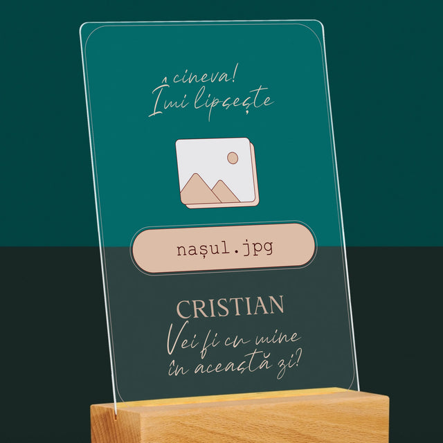 Numele Și Semnătura: Îmi Lipsește Cineva ... Nașul - Imprimare Pe Sticlă Acrilică (Verticală)