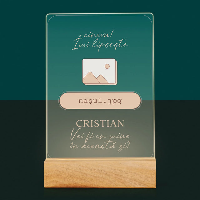 Numele Și Semnătura: Îmi Lipsește Cineva ... Nașul - Imprimare Pe Sticlă Acrilică (Verticală)