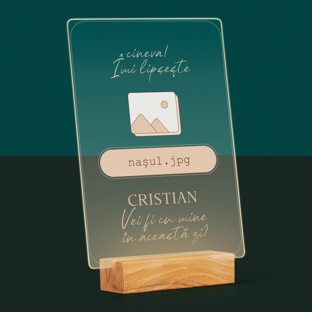 Numele Și Semnătura: Îmi Lipsește Cineva ... Nașul - Imprimare Pe Sticlă Acrilică (Verticală)