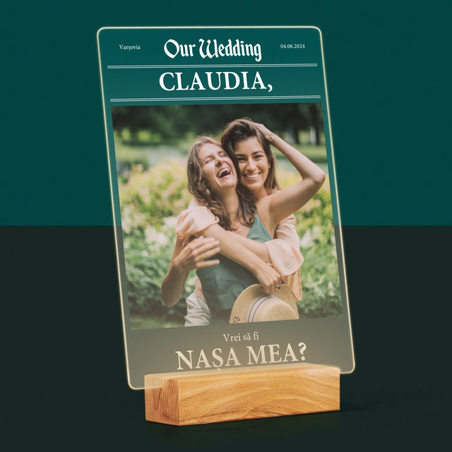 Fotografie Si Semnătură: Our Wedding Nașa - Imprimare Pe Sticlă Acrilică (Verticală)