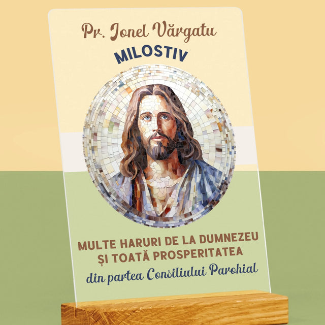 Numele Și Semnătura: Un Preot Milostiv - Imprimare Pe Sticlă Acrilică (Verticală)