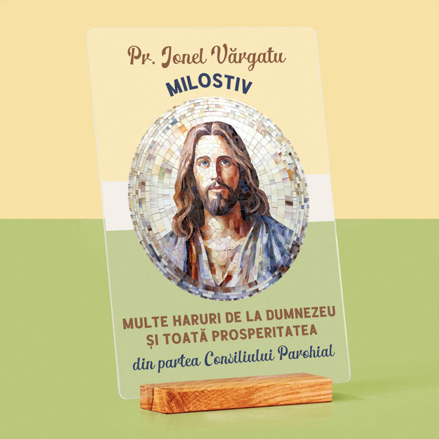 Numele Și Semnătura: Un Preot Milostiv - Imprimare Pe Sticlă Acrilică (Verticală)