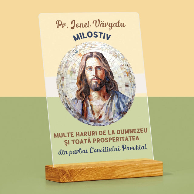 Numele Și Semnătura: Un Preot Milostiv - Imprimare Pe Sticlă Acrilică (Verticală)