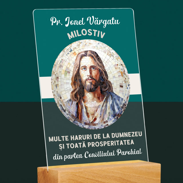 Numele Și Semnătura: Un Preot Milostiv - Imprimare Pe Sticlă Acrilică (Verticală)