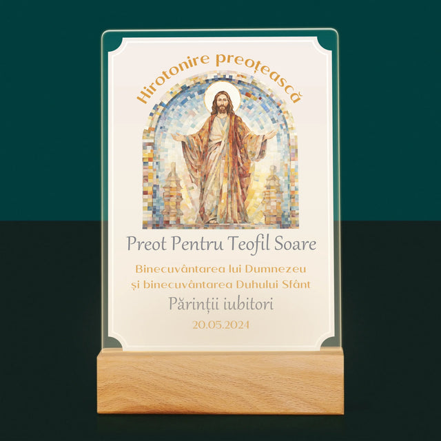 Numele Și Semnătura: Hirotonire Preoțească - Imprimare Pe Sticlă Acrilică (Verticală)