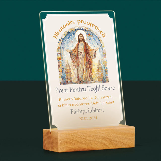 Numele Și Semnătura: Hirotonire Preoțească - Imprimare Pe Sticlă Acrilică (Verticală)