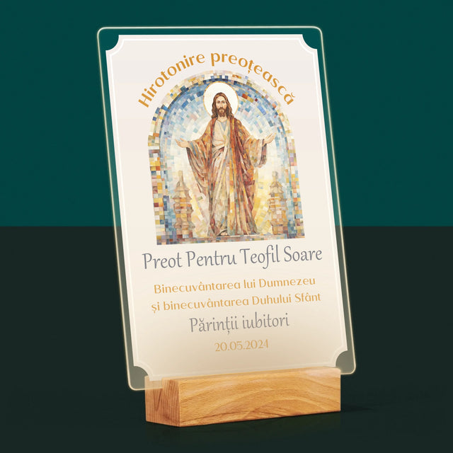 Numele Și Semnătura: Hirotonire Preoțească - Imprimare Pe Sticlă Acrilică (Verticală)