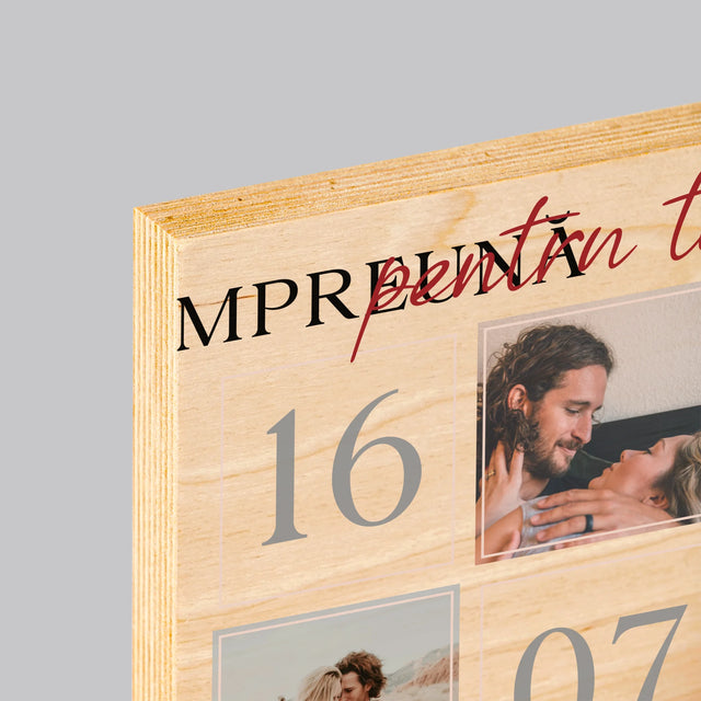 Colaj De Fotografii: Împreună Pentru Totdeauna! - Imprimare Pe Lemn ( Verticală)
