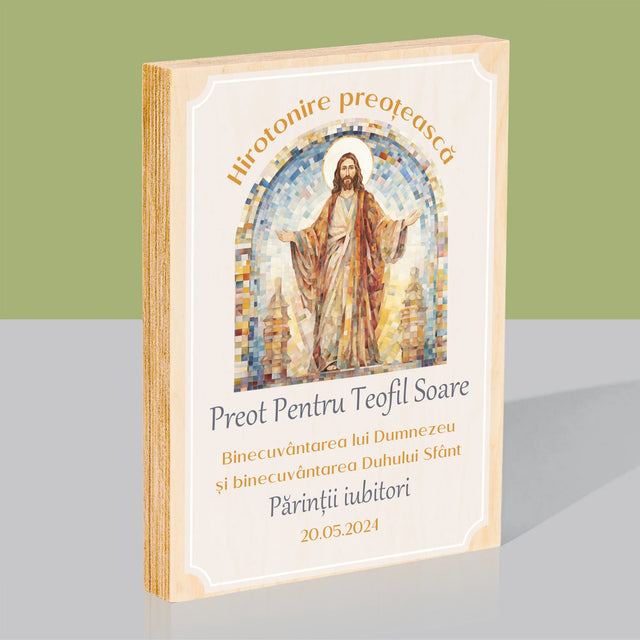 Numele Și Semnătura: Hirotonire Preoțească - Imprimare Pe Lemn ( Verticală)