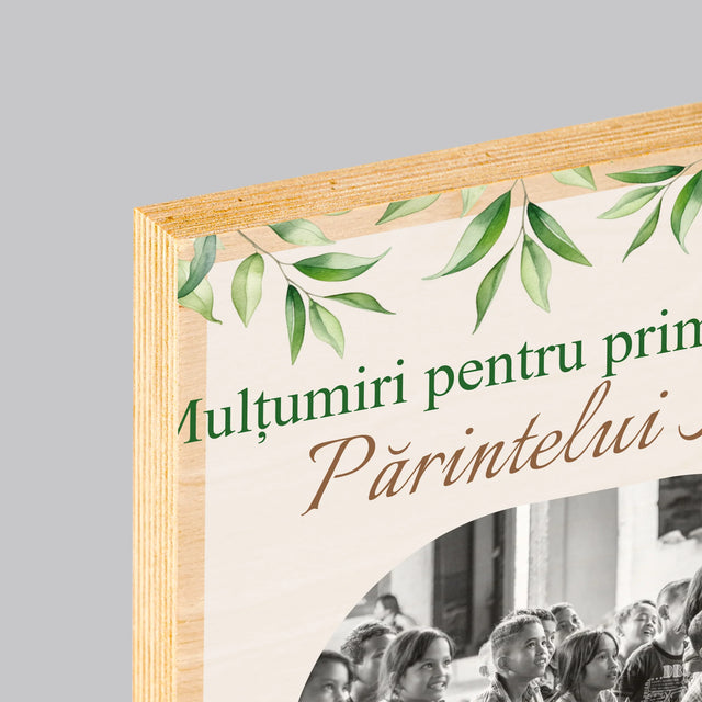 Fotografie Si Semnătură: Mulțumiri Pentru Prima Comuniune - Imprimare Pe Lemn ( Verticală)