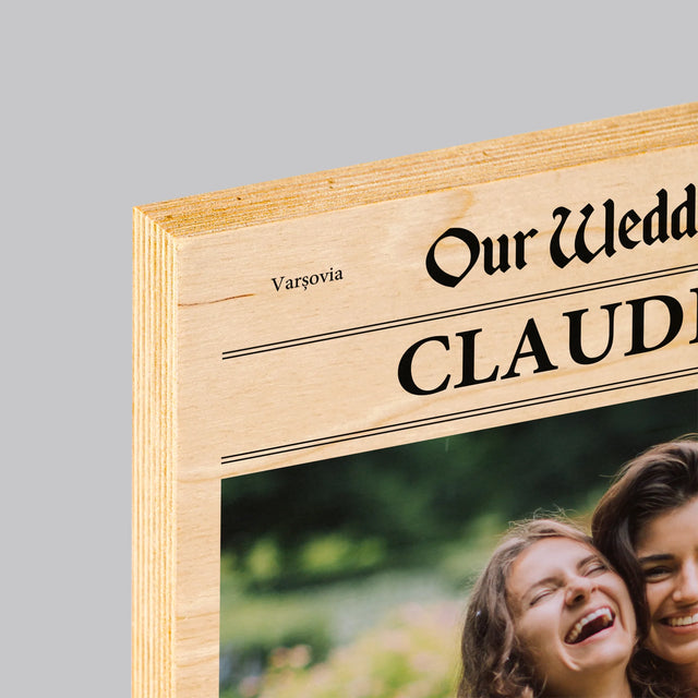 Fotografie Si Semnătură: Our Wedding Nașa - Imprimare Pe Lemn ( Verticală)