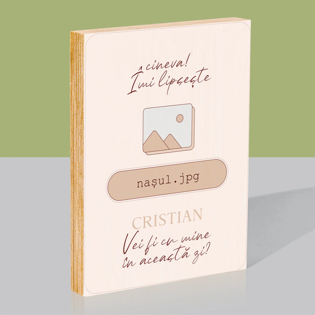 Numele Și Semnătura: Îmi Lipsește Cineva ... Nașul - Imprimare Pe Lemn ( Verticală)