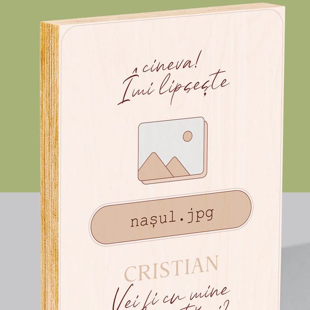 Numele Și Semnătura: Îmi Lipsește Cineva ... Nașul - Imprimare Pe Lemn ( Verticală)