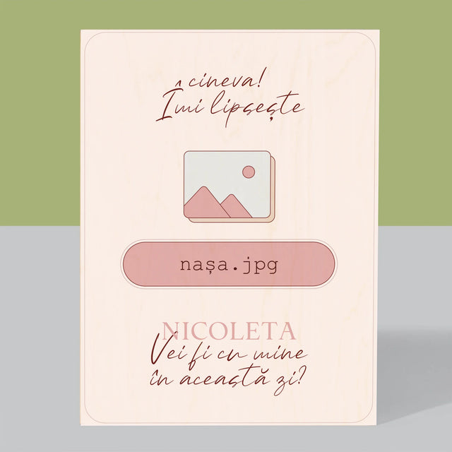 Numele Și Semnătura: Îmi Lipsește Cineva Nașa - Imprimare Pe Lemn ( Verticală)