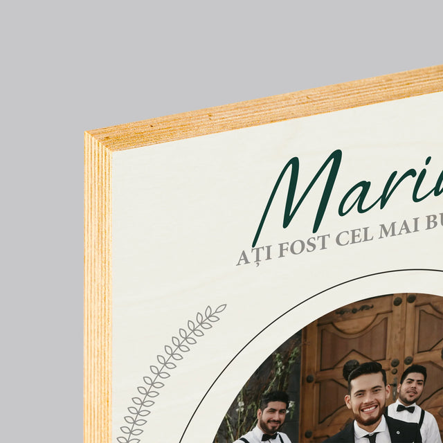 Fotografie Si Semnătură: Ați Fost Cel Mai Bun Naș - Imprimare Pe Lemn ( Verticală)