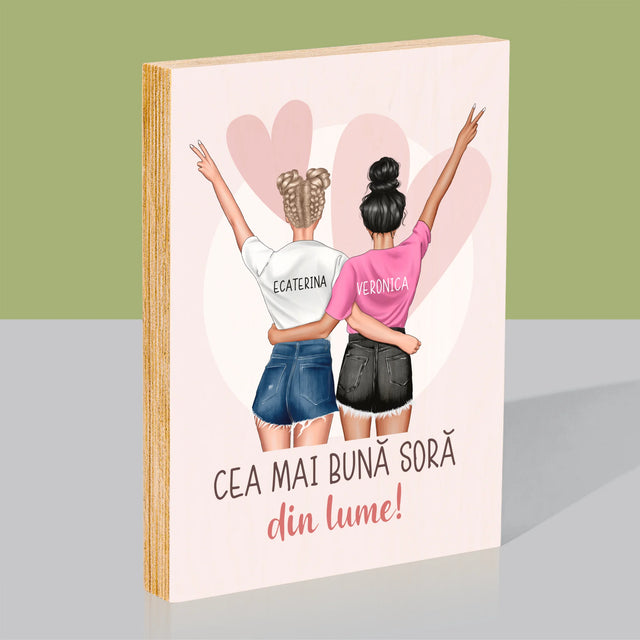 Creator De Personaj: Cea Mai Bună Soră Din Lume - Imprimare Pe Lemn ( Verticală)