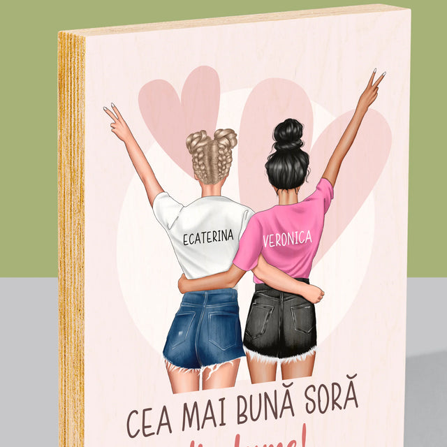 Creator De Personaj: Cea Mai Bună Soră Din Lume - Imprimare Pe Lemn ( Verticală)