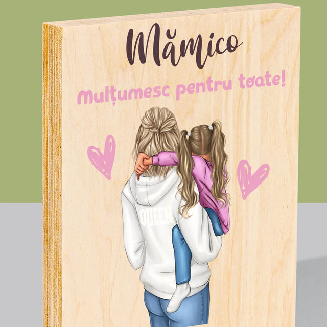 Creator De Personaj: Mama Cu Copilul - Imprimare Pe Lemn ( Verticală)