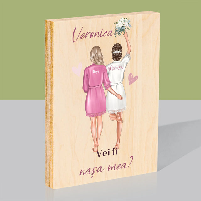 Creator De Personaj: Vei Fi Nașa Mea - Imprimare Pe Lemn ( Verticală)